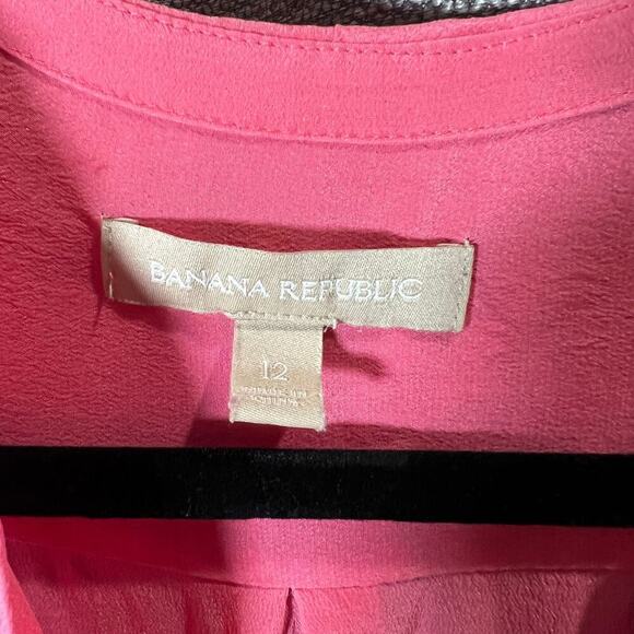 Banana Republic Pink Long Sleeve Button Down 100% silk Size 12 Flawed - Picture 6 of 10